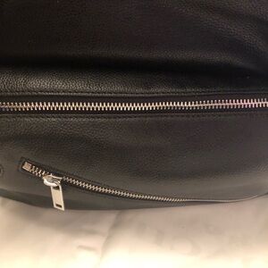 Walter Baker Black Leather Shoulder Bag   with Silver Zippers